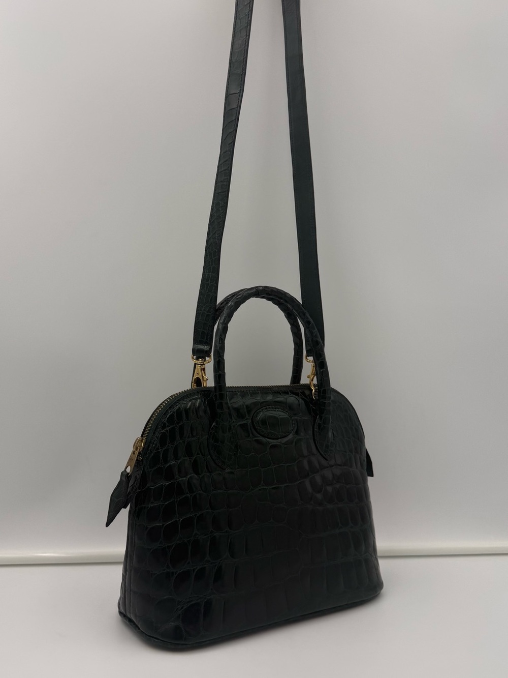 🐊MAURO GOVERNA 1985 PARMA • MINI BUGATTI Bag in Exotic CROCODILE • Made in ITALY - Picture 2 of 16